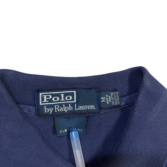 Polo Ralph Lauren Men's Navy Blue Custom Fit Polo Shirt Embroidered Wings Size M - Picture 4 of 11